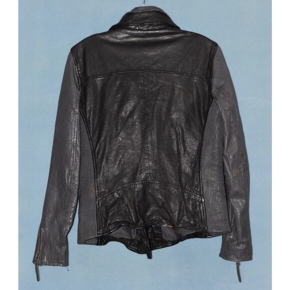 Bano eeMee Black & Gray Leather Moto Style Jacket Size 6 - Picture 4 of 15